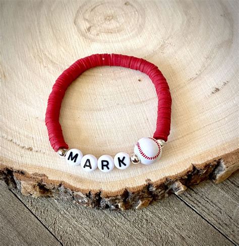 Baseball Softball Heishi Bracelet Best Friend Gifts Personalized Name