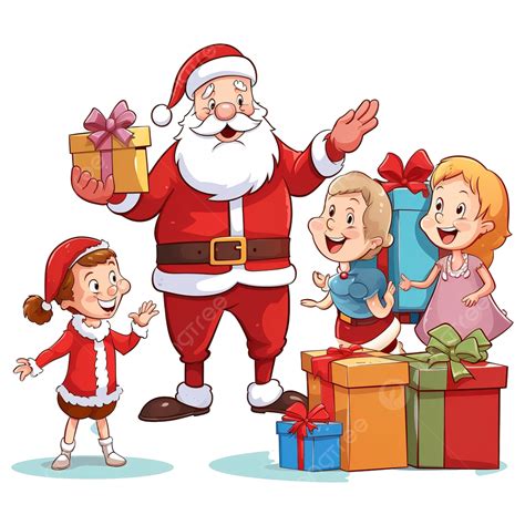 Papai Noel Dos Desenhos Animados Dando Presentes De Natal Para Crian As