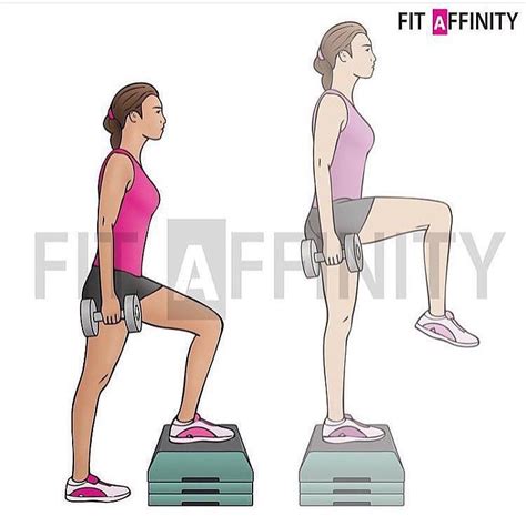 Fit Affinity On Instagram Dumbbell Step Up With Knee Raise Muscles