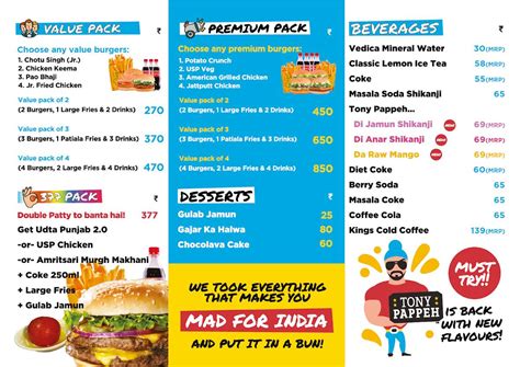 Menu at Burger Singh, New Delhi, HL/6 Panna Market, ITI Jail Rd