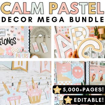 Calm Pastel Classroom Decor Mega Bundle Editable New Tpt