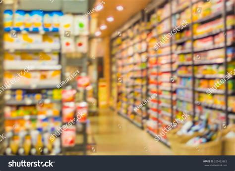 Blurred Image Supermarket Variety Product Background Stock Photo