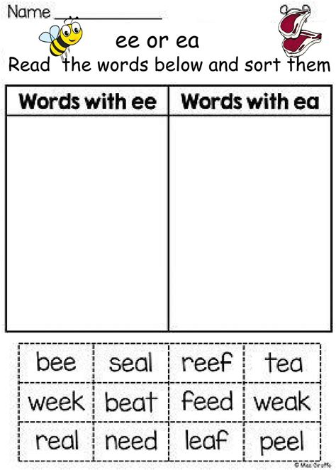 Ea Short E Sound Worksheets