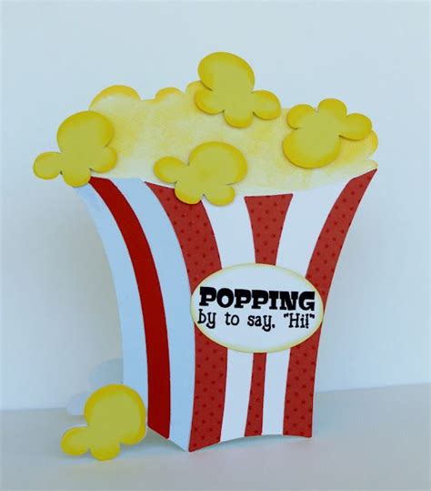 Popcorn Bag Shaped Cricut Card Using Yummy Puns From Joy