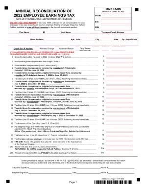 Fillable Online Annual Reconciliation Of Employee Earnings Tax Fax