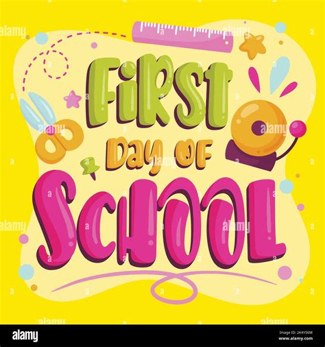 Hand Drawn First Day School Vector Design Illustration Stock Vector