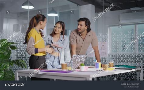 Indian Professional Business People Standing Indoor Stock Photo