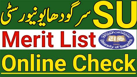 Sargodha University Merit List Online Check SU Merit List UOS Merit