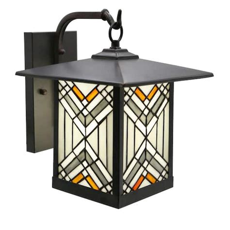 River Of Goods Regal 1 Light Bronze Outdoor Mission Stained Glass Wall Lantern Sconce 19996