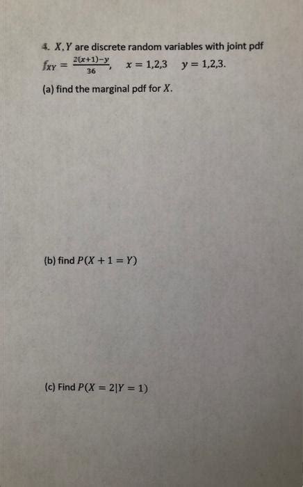 Solved 4 X Y Are Discrete Random Variables With Joint Pdf Chegg