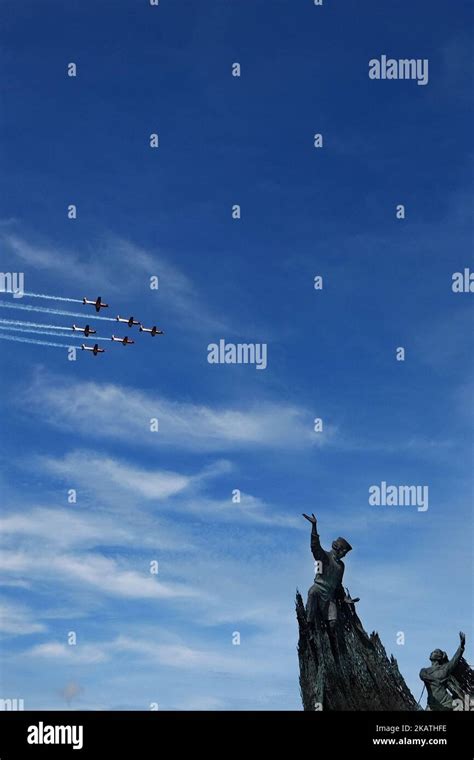 Planes From The Indonesian Air Force S Jupiter Aerobatic Team Fly Over