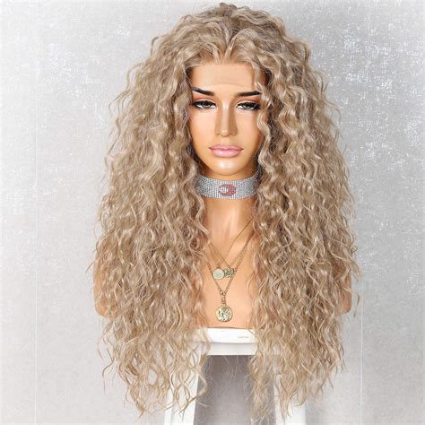 Amazon SAPPHIREWIGS Curly Synthetic Lace Front Wigs Deep Curly