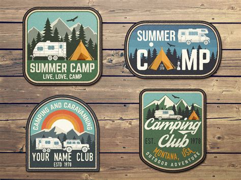 Summer camp patches by sivVector on Dribbble