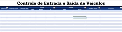 Planilha Controle De Entrada E Saída De Veículos Solution Digital