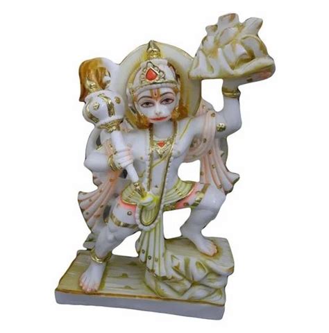 Rajendra Art S White Marble Standing Veer Hanuman Statue For Worship