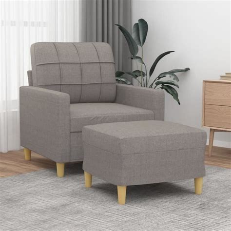 ZERONE Fauteuil Avec Repose Pied Taupe 60 Cm Tissu 112314 Cdiscount