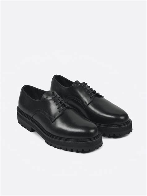 Chunky Derby Shoes In Black Leather Tarmor