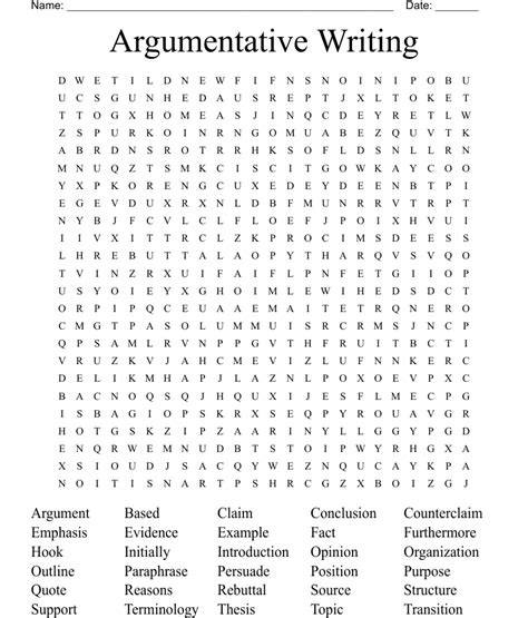 Argumentative Writing Word Search Wordmint