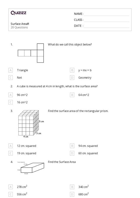 50 Surface Area Worksheets For 7th Grade On Quizizz Free