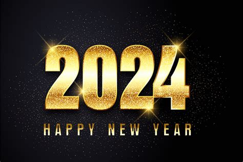 Happy New Year 2024 With Sparkling Gold Effect Png Images Psd Free