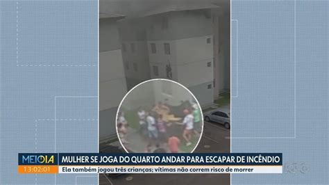 Meio Dia Paraná Curitiba Mulher se joga de prédio para fugir de