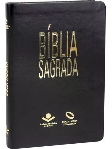 Bíblia Sagrada Nova Almeida Atualizada Capa Couro Preta Naa