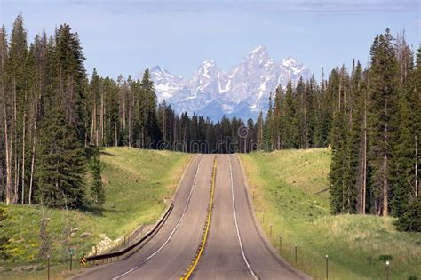 Wschodnia Podejście Autostrada Uroczysty Teton Park Narodowy Zdjęcie