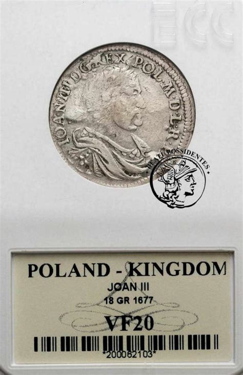 Jan III Sobieski Ort Koronny 1677 GCN VF 20 Archiwum Niemczyk Pl