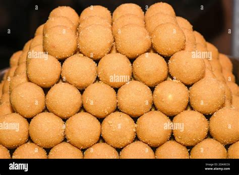 Indian Sweet Mithai Many Besan Laddu Ladoo Boondi Ke Laddoo Made Of