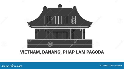 Vietnam Danang Phap Lam Pagoda Travel Landmark Vector Illustration