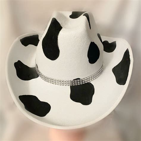 Black Cowprint Cowboy Hat Etsy Cowboy Hats Felt Cowboy Hats