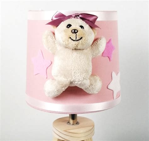 lampe chevet ours fille rose et blanc beige Enfant bébé Luminaire