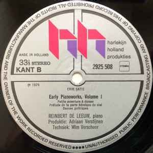 Erik Satie Reinbert De Leeuw Early Piano Works Volume One LP