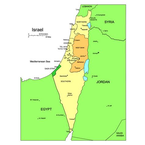 Israel Powerpoint Map Administrative Districts Capitals Maps For Design