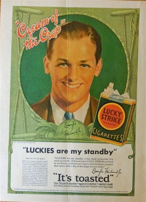 Lucky Strick Cigarettes Douglas Fairbanks Jr Original Advertisment 30 S