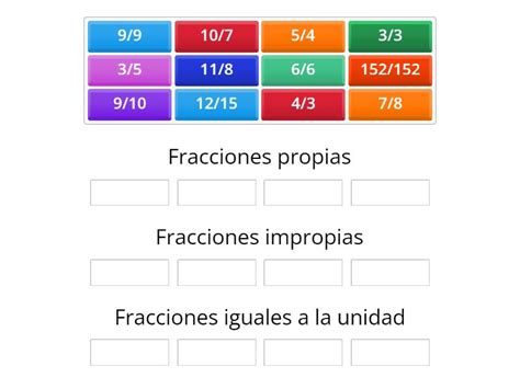 CLASIFICACIÓN DE FRACCIONES Ordenar por grupo