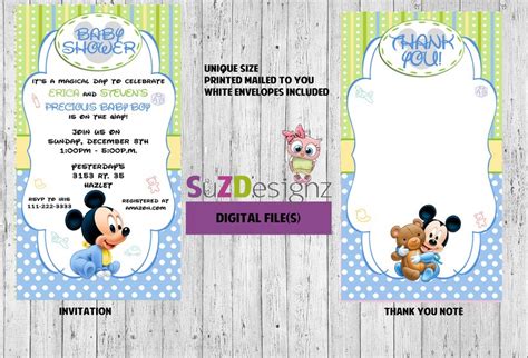 Baby Mickey Mouse Baby Shower Invitations And More Digital Etsy