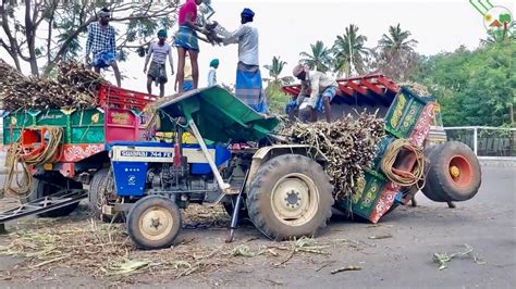 Swaraj 744 Fe Tractor Accident With Sugarcane Trolley Tractor Video