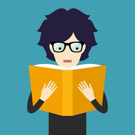 Kind Liest Ein Buch Cartoon Flat Style Vector Illustration Premium Vektor