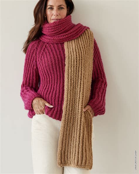 Strickset Schal Im Patentmuster Aus Ecopuno Chunky Von Lana Grossa