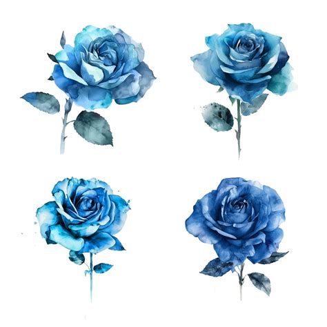 Watercolor Rose Blue