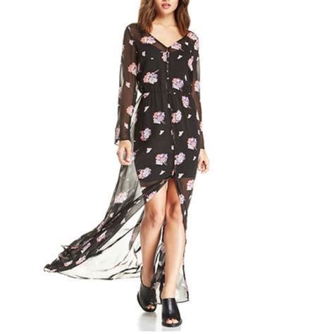 Lumiére Dresses Sheer Floral Button Down Maxi Dress Poshmark