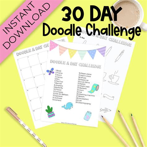 30 Day Doodle Challenge Printable – Diary of a Journal Planner