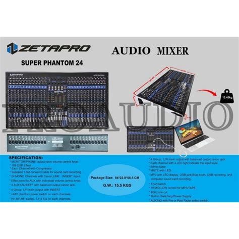 Jual MIXER AUDIO ZETAPRO 24 CHANNEL SUPER PHANTOM 24 COMPRESSOR