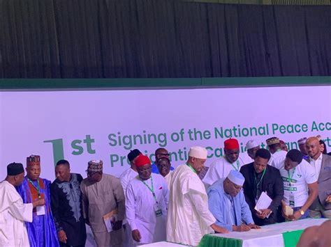 2023 Tinubu Obi Atiku Kwankwaso Others Sign Peace Accord African