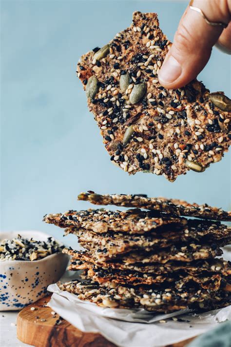 Easy Seed Crackers With Everything Bagel Seasoning Minimalist Baker