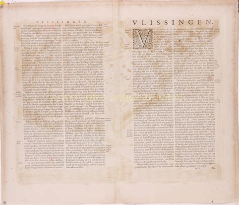 Oude Kaart Vlissingen Originele Gravure 17e Eeuw Joan Blaeu Geschiedenis