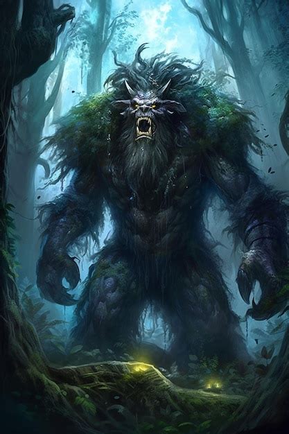 Premium AI Image | The beast is a mythical creature with a green beard ...