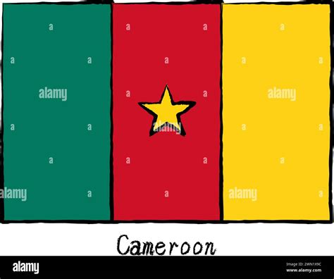 Analog Hand Drawn World Flag Cameroon Vector Illustration Stock