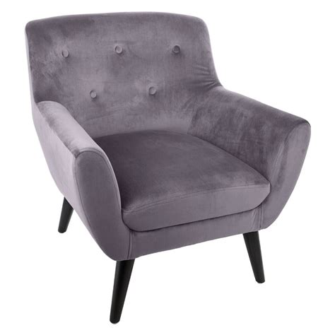 Fauteuil Gris Fonc Eole En Velours Atmosphera